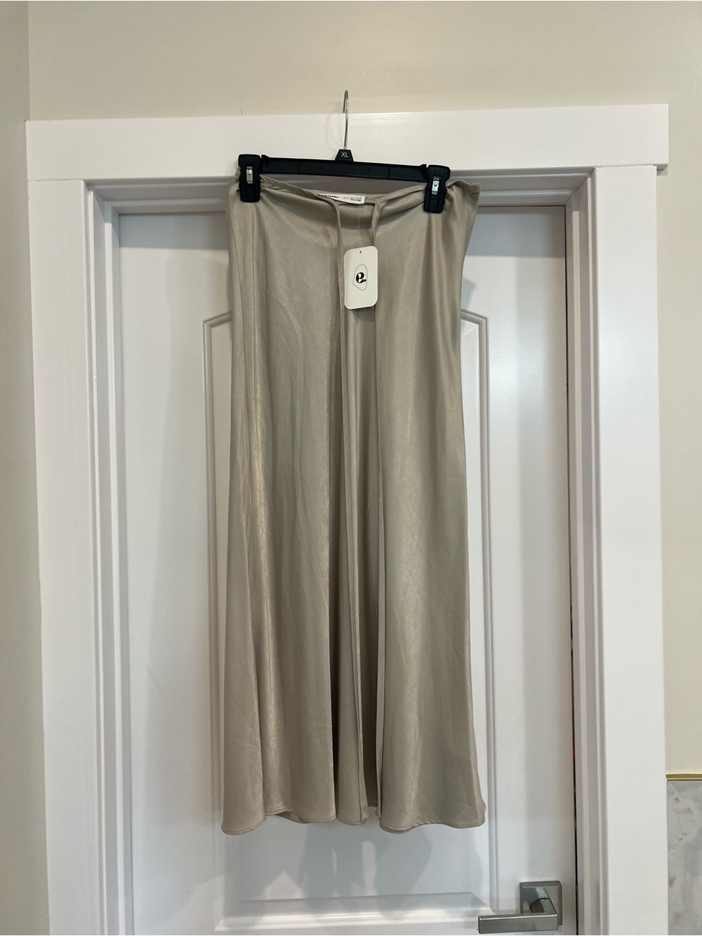 Elodie Satin Maxi Skirt in Taupe Silver Sheen